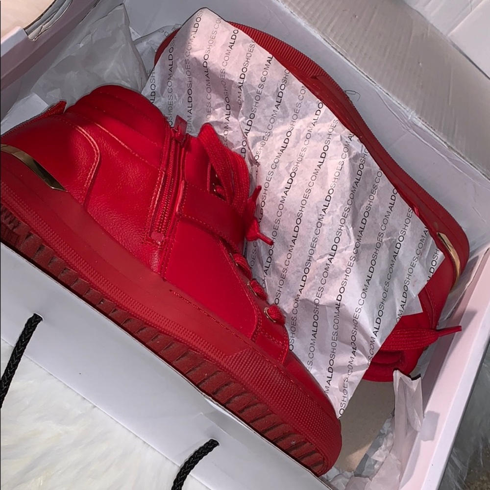 Red Hi-Top Shoes